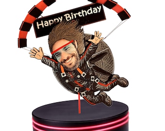 Personalized Skydiving Birthday Cake Topper: Parachute Party Decor