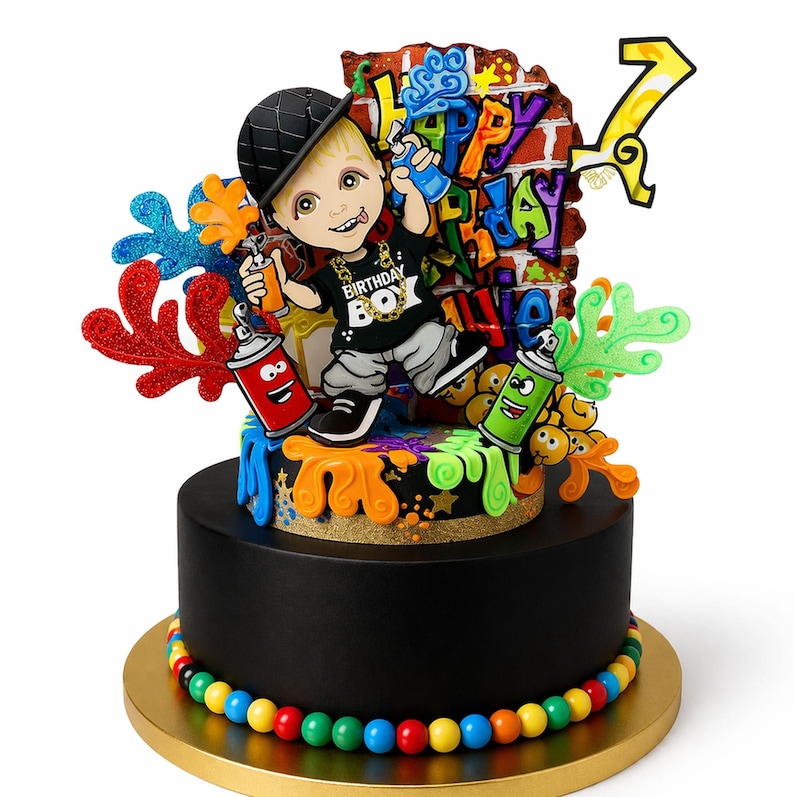 Personalized Paint Splatter Cake Topper: Art Party Centerpiece image 1