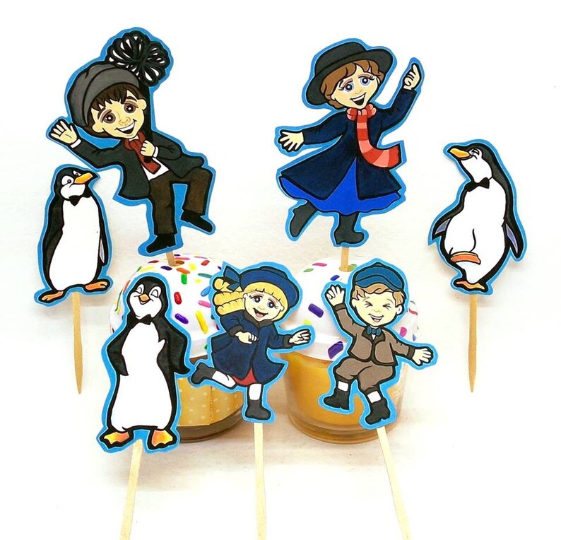 Mary Poppins Jolly Holiday Poppins cupcake decor Poppins party Mary Poppins party Custom Cupcake toppers Mary Poppins decor