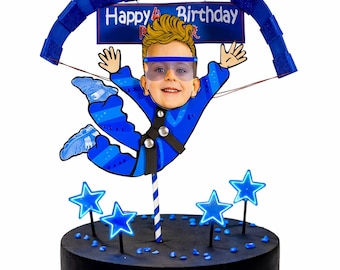 Personalized Skydiving Birthday Cake Topper: Parachute Party Decor