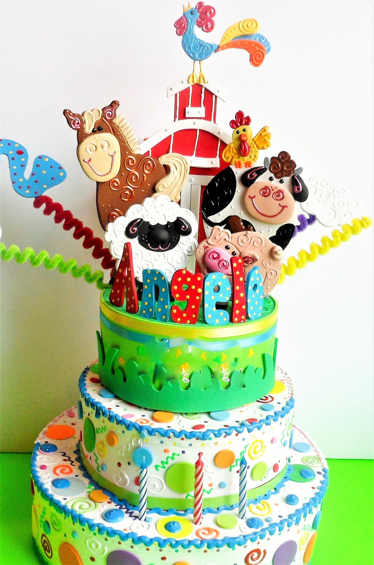 Farm Animal Cake Topper Personalized Barnyard Themed Etsy