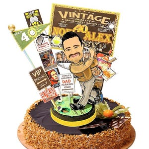 Personalized Golf Cake Topper: Golfer Birthday Party Decoration