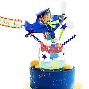 Personalized Airplane Birthday Cake Topper: Pilot Party Centerpiece