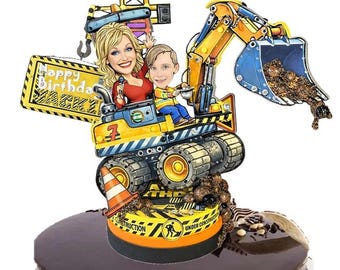 Custom Dump Truck Cake Topper, Construction Birthday Party Decor, Personalized Digger Truck
