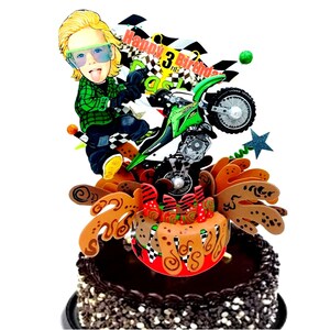 Dirt Bike Cake Topper, Custom Motocross Birthday Decoration for Boys or Girls, Racing Party Centerpiece, Personalized Cake Topper H1