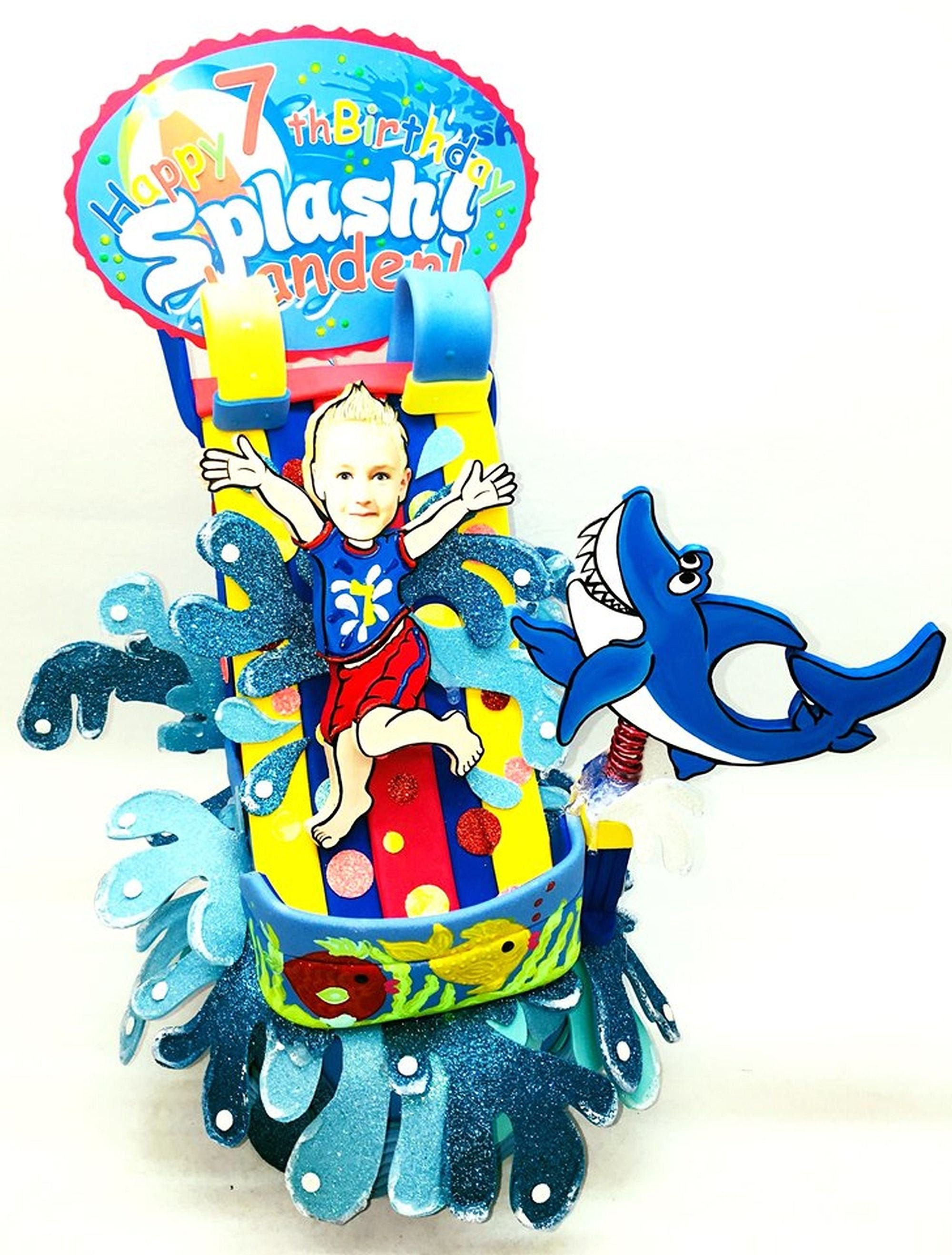 Swimming pool party cake topper for girls Water slide party | Etsy
