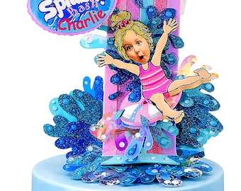 Personalized Waterslide Cake Topper: Pool Party Centerpiece