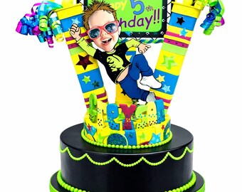 Custom Bounce House Birthday Cake Topper – Kids Party Jump Decor