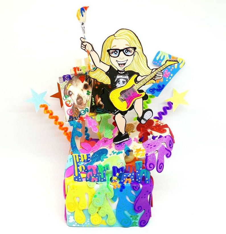 Personalized Paint Splatter Cake Topper: Art Party Centerpiece image 6
