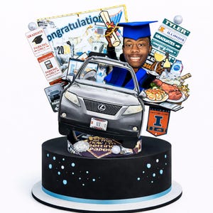 Custom Graduation Cake Topper for Him: Class of 2026 Centerpiece actual picture face