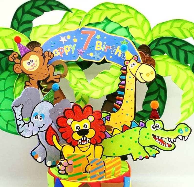 Safari Jungle Animals Cake Topper Zoo Birthday centerpiece Safari Jungle Animals Cake Topper Zoo Birthday centerpiece
