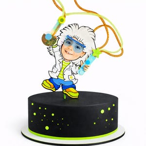 Custom Science Cake Topper: Mad Scientist Party Decoration