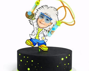 Custom Science Cake Topper: Mad Scientist Party Decoration