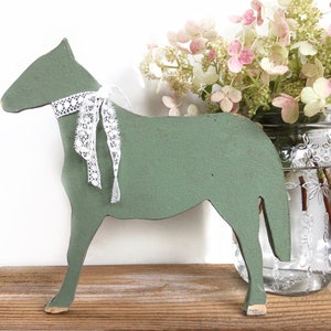 Painted wooden horse, vintage folk art