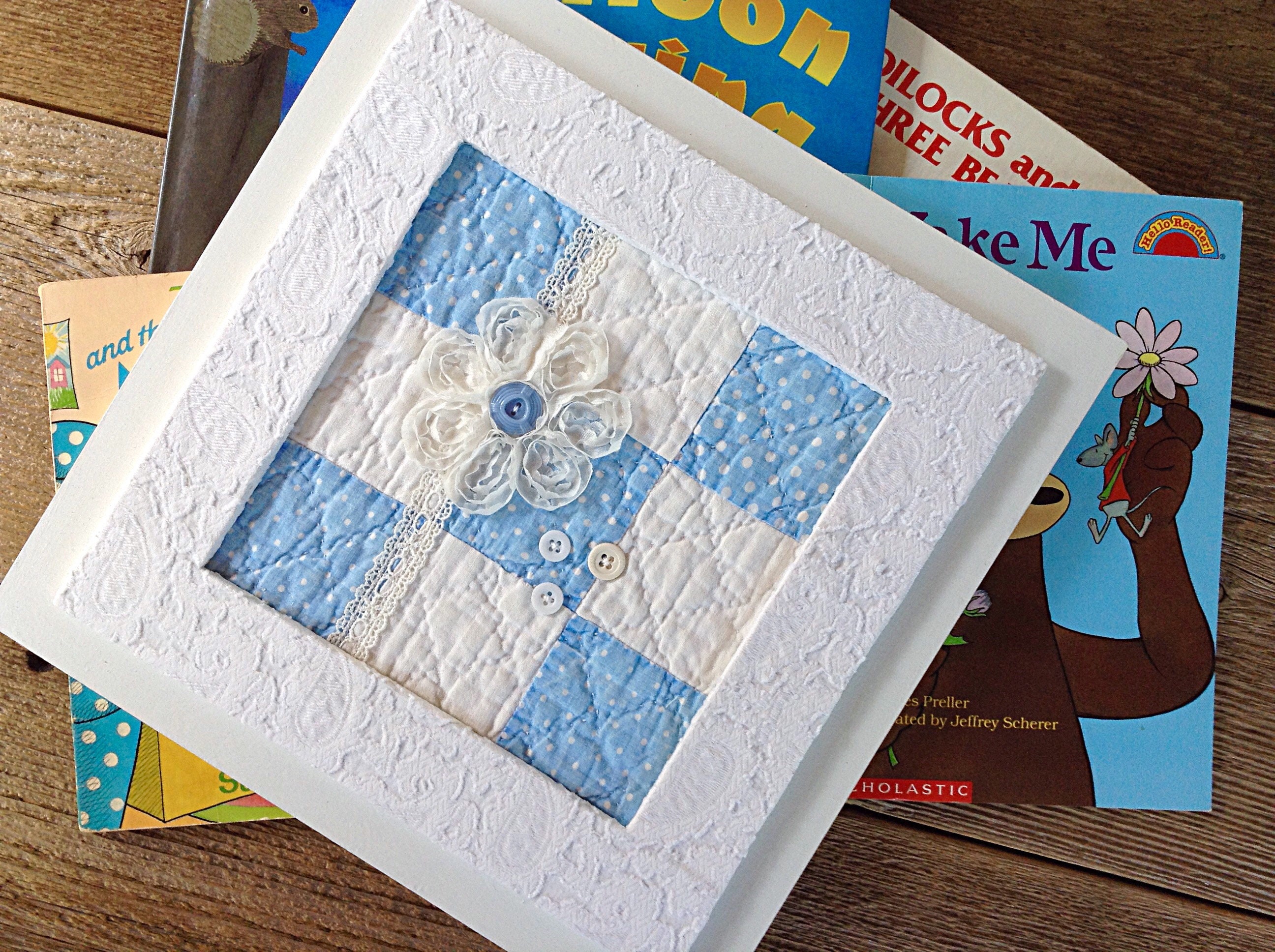 Quilt Wall Decor Nursery Wall Art Blue and White Sky Blue Etsy