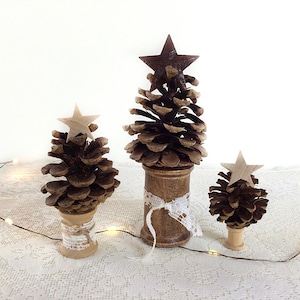 Pine cone Christmas trees, set of 3