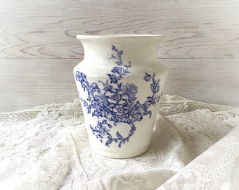 Blue and white vintage toothbrush holder or small vase