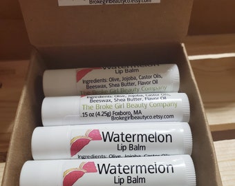Watermelon Lip Balm – Vegan Fruity Lip Care | Handmade Sweet Stocking Stuffer Gift .15 oz