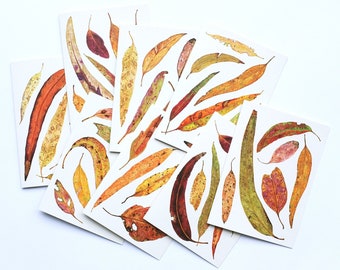 Gum Leaves – Set of 8 – A6 greeting cards – digitally printed watercolour artwork – 100% recycled paper – envelopes included