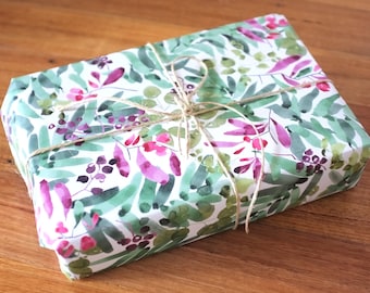 Festive Flora Wrapping Paper Sheets (A2 size, shipped folded to A4)