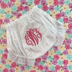 Monogrammed Bloomers, Baby Diaper Cover with Monogram, Ruffles, Dress Underwear, Personalized, Baby Gift, Baby Shower Decorations, Present