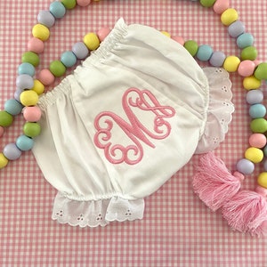 Monogrammed Bloomers, Baby Diaper Cover with Monogram, Ruffles, Dress Underwear, Personalized, Baby Gift, Baby Shower Decorations, Present