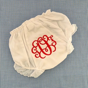 Monogrammed Bloomers, Baby Diaper Cover with Monogram, Ruffles, Dress Underwear, Personalized, Baby Gift, Baby Shower Decorations, Present