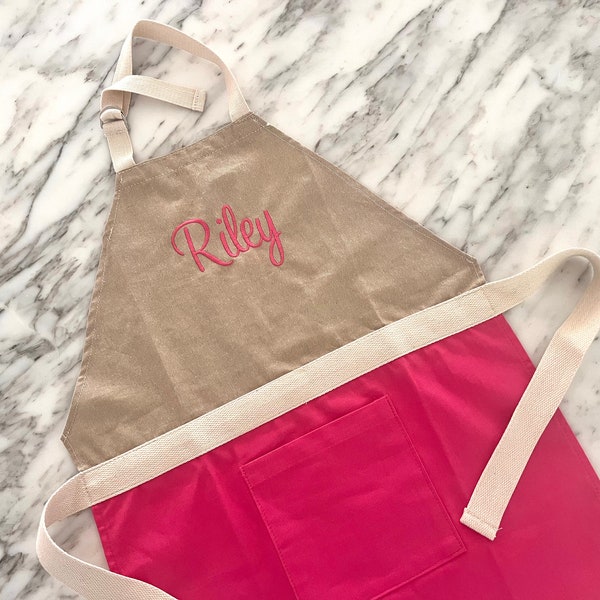 Monogrammed Childs Apron, Personalized Baking Gift, Kids Christmas Present, Children's Birthday Present, Stocking Stuffer, Grandkid, Kitchen