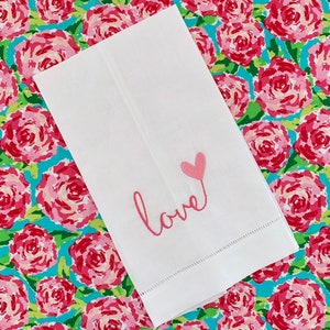 Ręczniki lniane Love Linen - Walentynki - Prezent na parapetówkę - Prezent zaręczynowy - Wózek barowy
