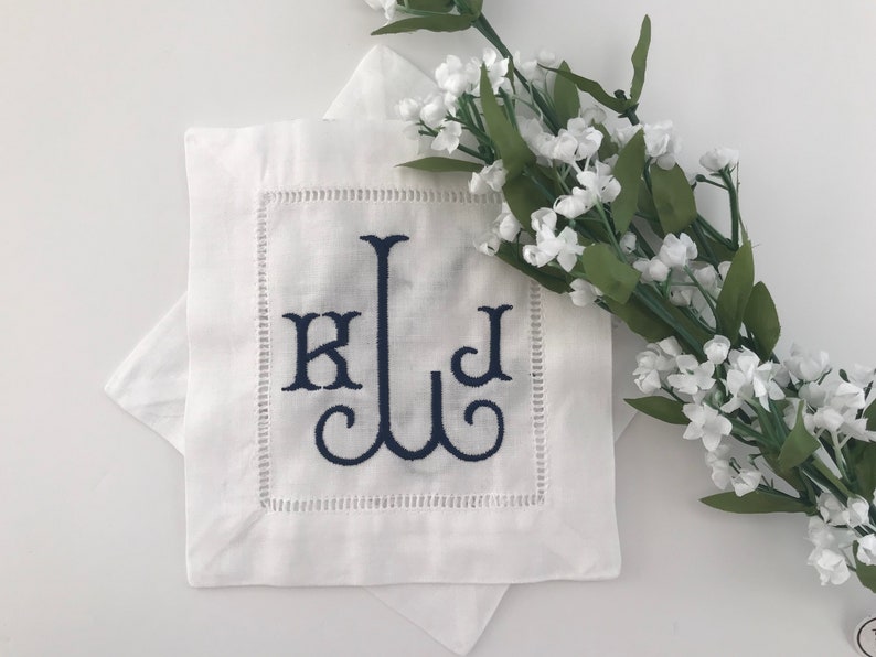 Monogrammed Linen Cocktail Napkins