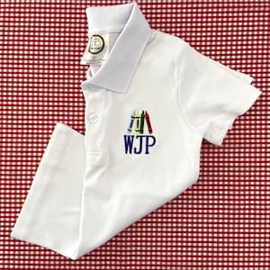 Monogrammed Crayon Shirt, First Day of School Outfit, Little Boy Polo Shirt, Toddler Collar Shirt, School Pictures, Back to School, Preppy