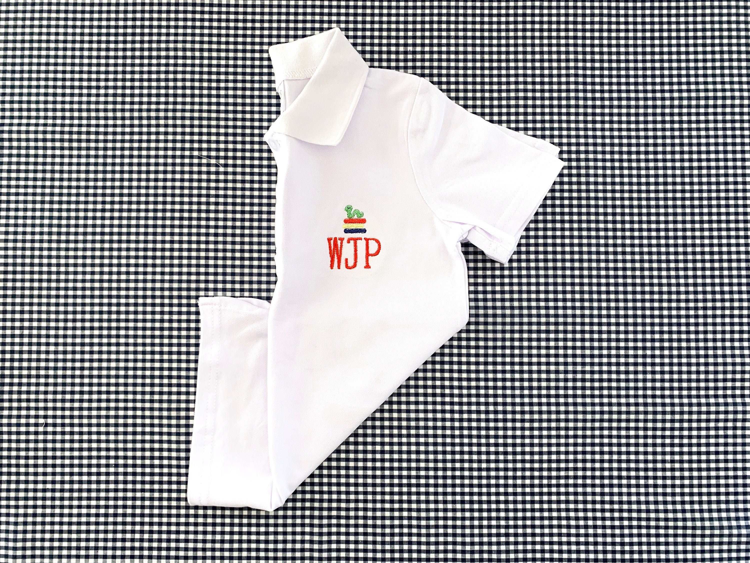 Monogrammed Bookworm Toddler Polo Shirt, School Outfit