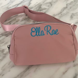 Pink Monogrammed Belt Bag, Monogram Shoulder Bag, Personalized Fanny Pack, Waist Bag, Preppy Gift, Womens, Kids