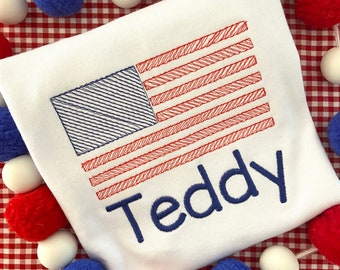 Gepersonaliseerde T-shirt met Amerikaanse vlag, patriottisch shirt van 4 juli
