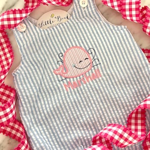 Monogrammed Seersucker Bubble, Toddler Personalized Outfit, Gift, Summer Outfit, Preppy Present, Light Blue Seersucker, Monogram, Girl, Boy