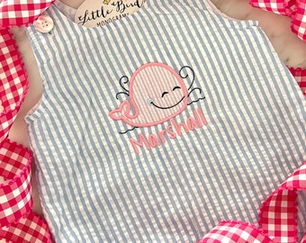 Monogrammed Seersucker Sun Bubble, Personalized Toddler Outfit