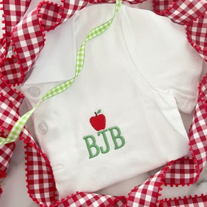Monogrammed Apple Shirt, First Day of School Outfit, Little Boy Polo Shirt, Toddler Collar Shirt, School Pictures, Back to School!