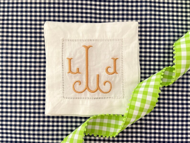Monogrammed Linen Cocktail Napkins - Thumbnail 5