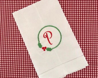 Julkransmonogram linnehandduk, värdinnapresent