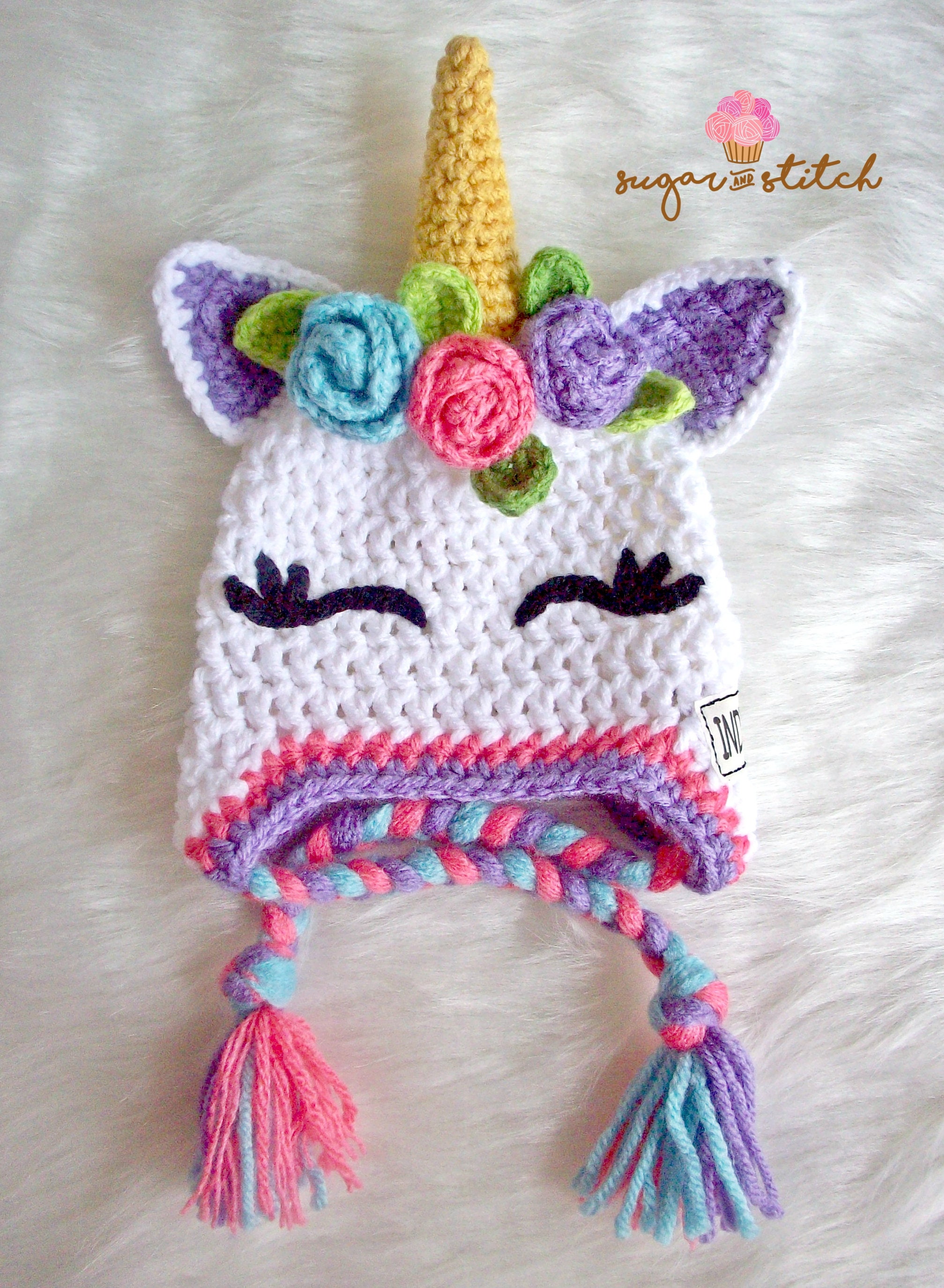 Indie Rose Hat, Crochet Unicorn Hat