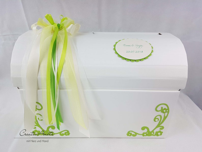 Briefbox Truhe MAIGRÜN-CREME Geschenkbox Hochzeit image 1