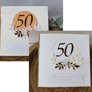 Glückwunschkarte zur GOLDENEN HOCHZEIT - mit Blättern