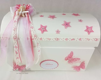 Briefbox Truhe Geburt Taufe Baby Rosa Erinnerungen