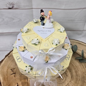 Hochzeitstorte Torte 3stöckig CREME-WEISS Geldgeschenk