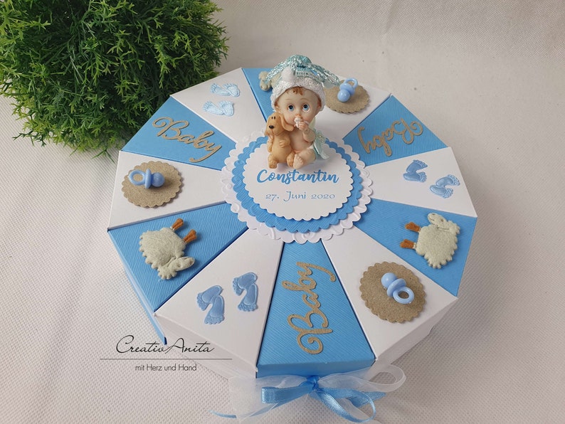 Schachteltorte Torte BABY HELLBLAU Taufe Geburt Bild 1