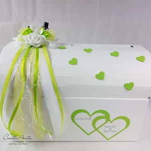 Briefbox Truhe HERZEN MAIGRÜN Hochzeit Geschenkbox Bild 1