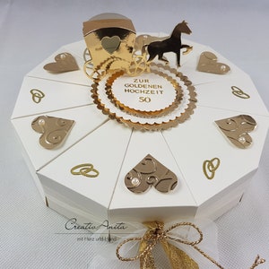 Geldgeschenk - Geschenkverpackung - Schachteltorte GOLDENE HOCHZEIT