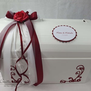 Briefbox Truhe ROSE BORDEAUX Hochzeit Geschenkbox Bild 1