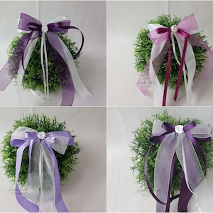 10 St. Autoschleifen in AUBERGINE - Antennenschleifen zur Hochzeit