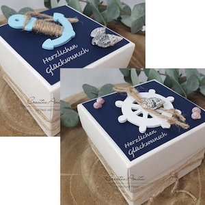 Geschenkschachtel - Geldgeschenkverpackung Maritim - ANKER oder STEUERRAD